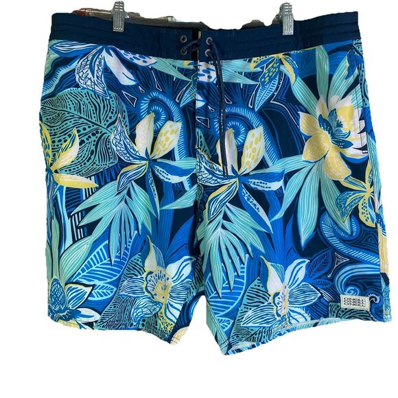 Oneill Board Shorts  Mens 38 Blue Hawaiian Floral Tropical Cruzers Beach - Picture 1 of 13